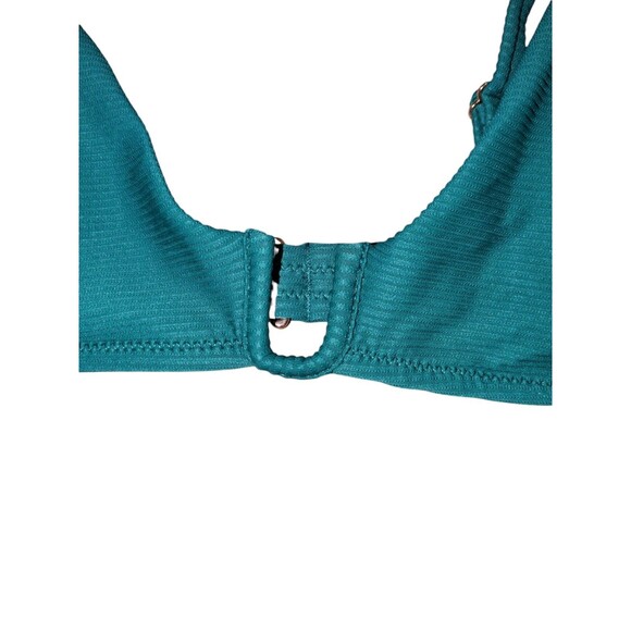 Shade & Shore Bikini Top L Women's Green Ribbed U Wire Adjustable Beach Summer - Picture 2 of 5